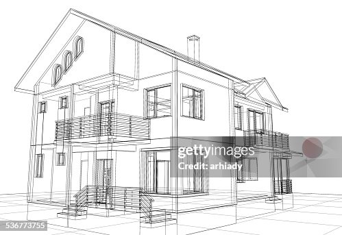 Abstract wire-frame construction house architecture Abstract wire-frame construction house architecture
