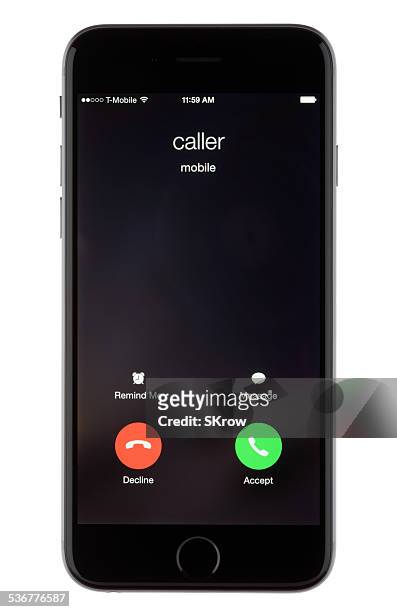incoming call on an apple iphone 6 - deterioration stock pictures, royalty-free photos & images