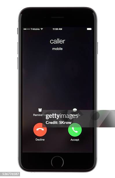 ligação de entrada em um apple iphone 6 - iphone screen - fotografias e filmes do acervo