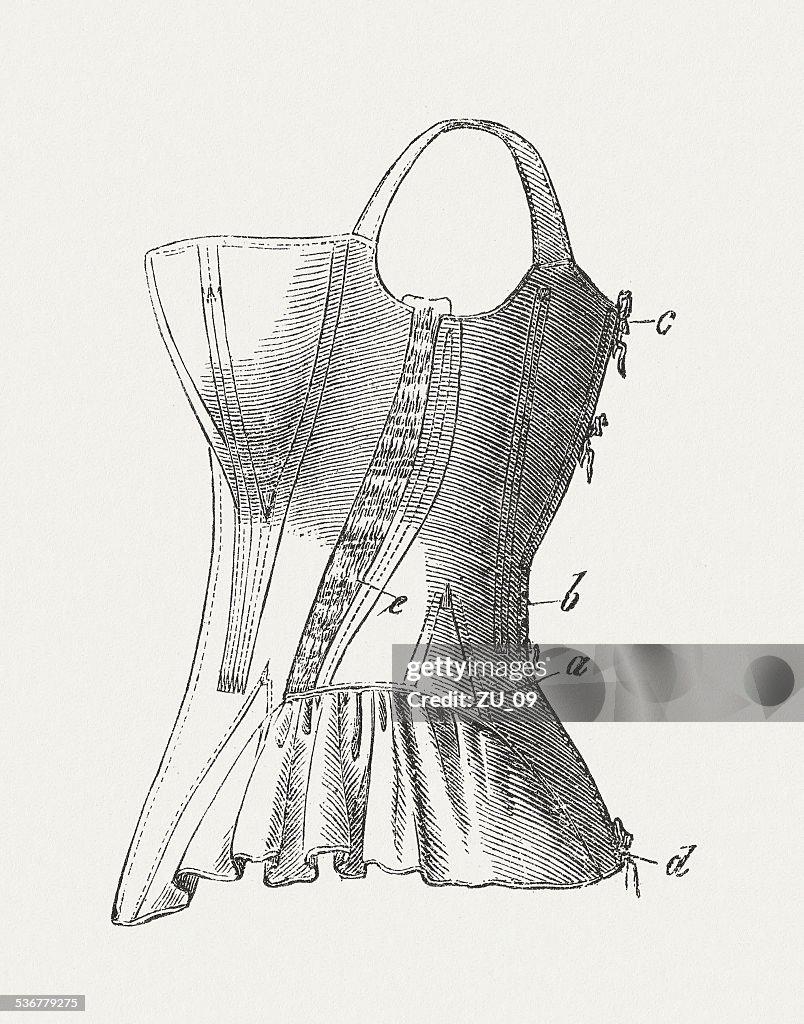 Corset (1855), wood engraving, published in 1883