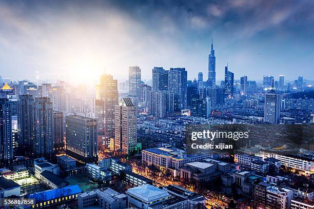 nanjing skyline - nanjing stock pictures, royalty-free photos & images