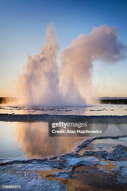 geyser yellowstone national park - great fountain geyser stock pictures, royalty-free photos & images