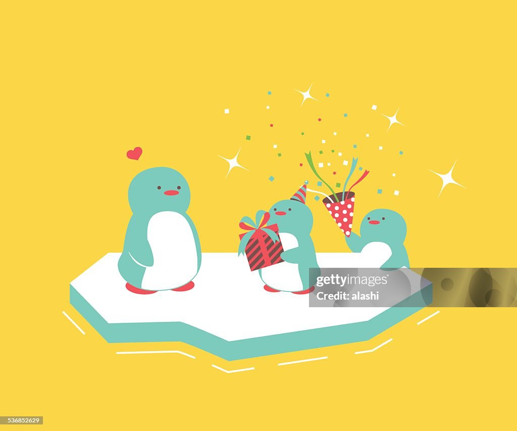 Mother and baby penguins