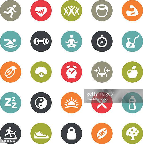 illustrazioni stock, clip art, cartoni animati e icone di tendenza di attività e sport icone correlate/ringico serie - broccolo