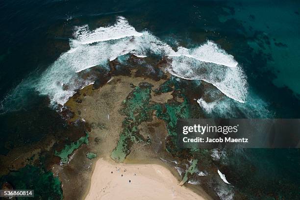 reef coastline with beach from above - margaret river australia stock pictures, royalty-free photos & images