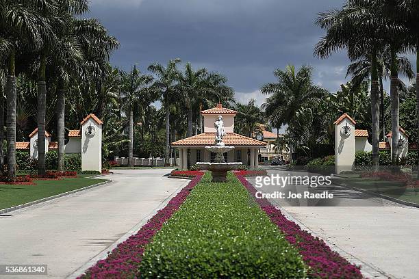 The front entrance to the Trump National Doral is seen where a golf course owned by Republican presidential candidate Donald Trump is located on June...