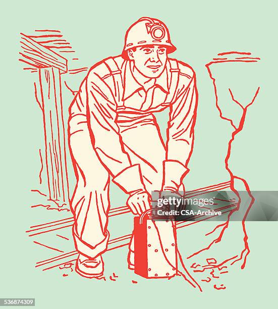 man using dynamite - miner stock illustrations