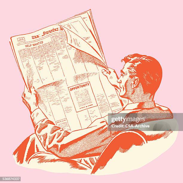 man reading newspaper - newspaper stock illustrations