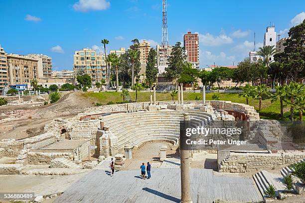 ancient roman amphitheater in alexandria, egypt - alexandria egypt stock pictures, royalty-free photos & images