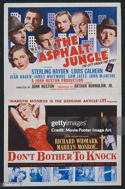 Poster for John Huston's 1950 crime film 'The Asphalt Jungle' starring Marilyn Monroe, Sterling Hayden, Louis Calhern, Jean Hagen, James Whitmore,...