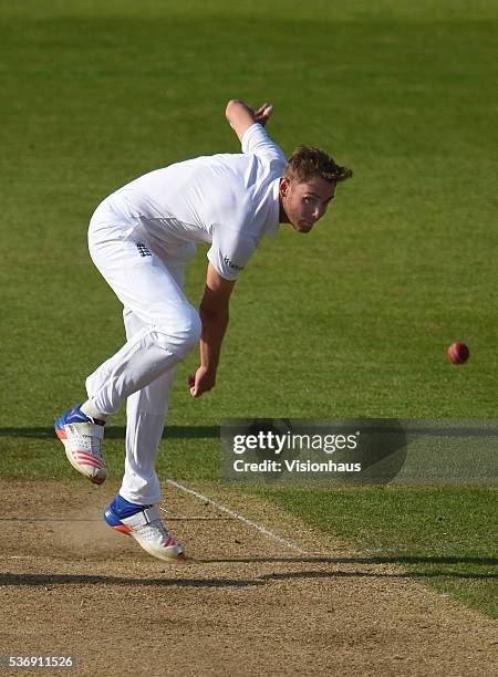 England's Stuart Broad bowling during day three of the 2nd Investec Test match between England and Sri Lanka at Emirates Durham ICG on May 29, 2016...