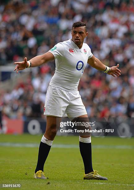 Luther Burrell of England during the Old Mutual Wealth Cup between England and Wales at Twickenham Stadium on May 29, 2016 in London, England.
