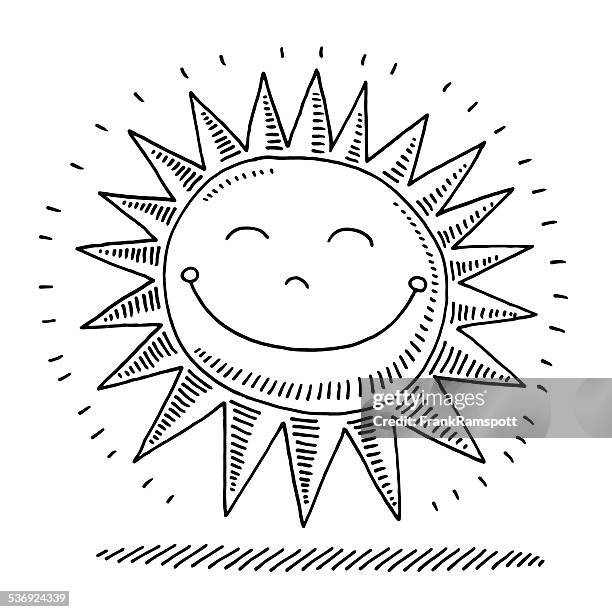 happy sunshine drawing - eyes closed stock illustrations