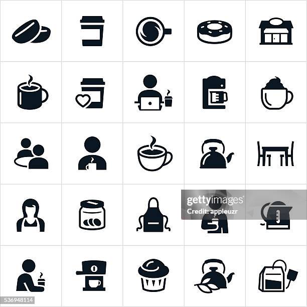 stockillustraties, clipart, cartoons en iconen met coffee and tea icons - koffiepauze