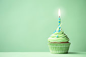 Green birthday cupcake