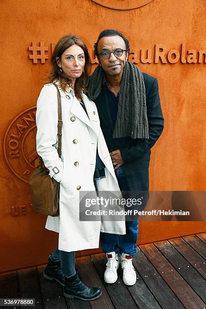 Manu Katche with his wife Laurence attend the French Tennis Open at Roland Garros on June 1, 2016 in Paris, France.
