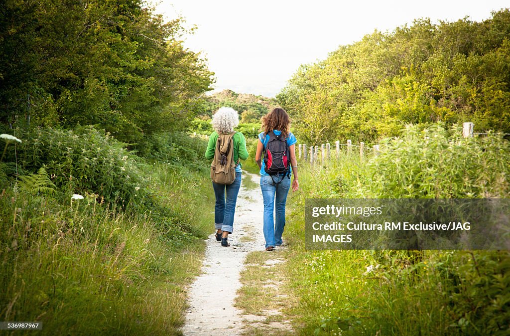 Mother and daughter on nature walk