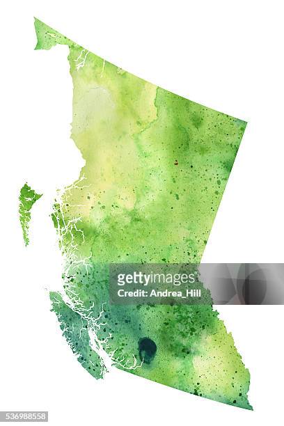 map of british columbia with watercolor texture - raster illustration - british columbia map stock illustrations
