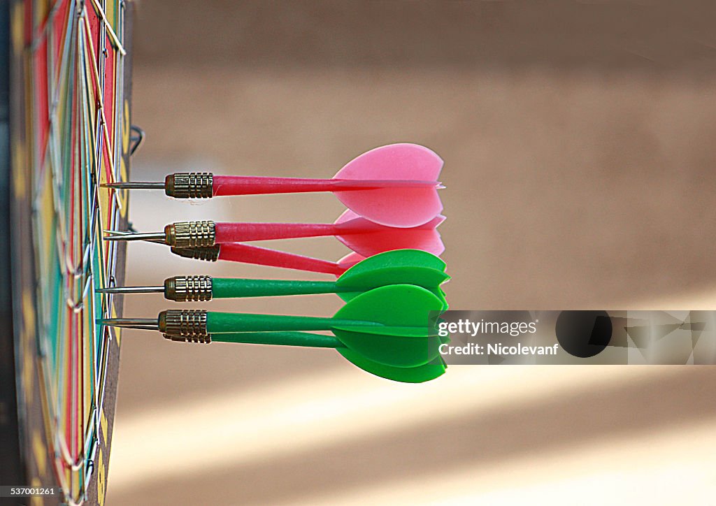 Darts in dartboard