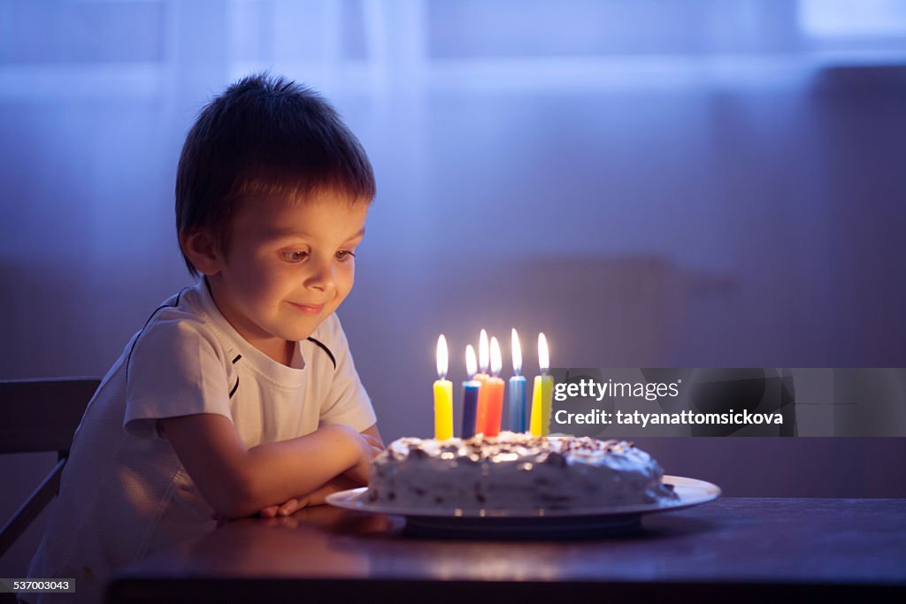 Boy (4-5) celebrating his birthday