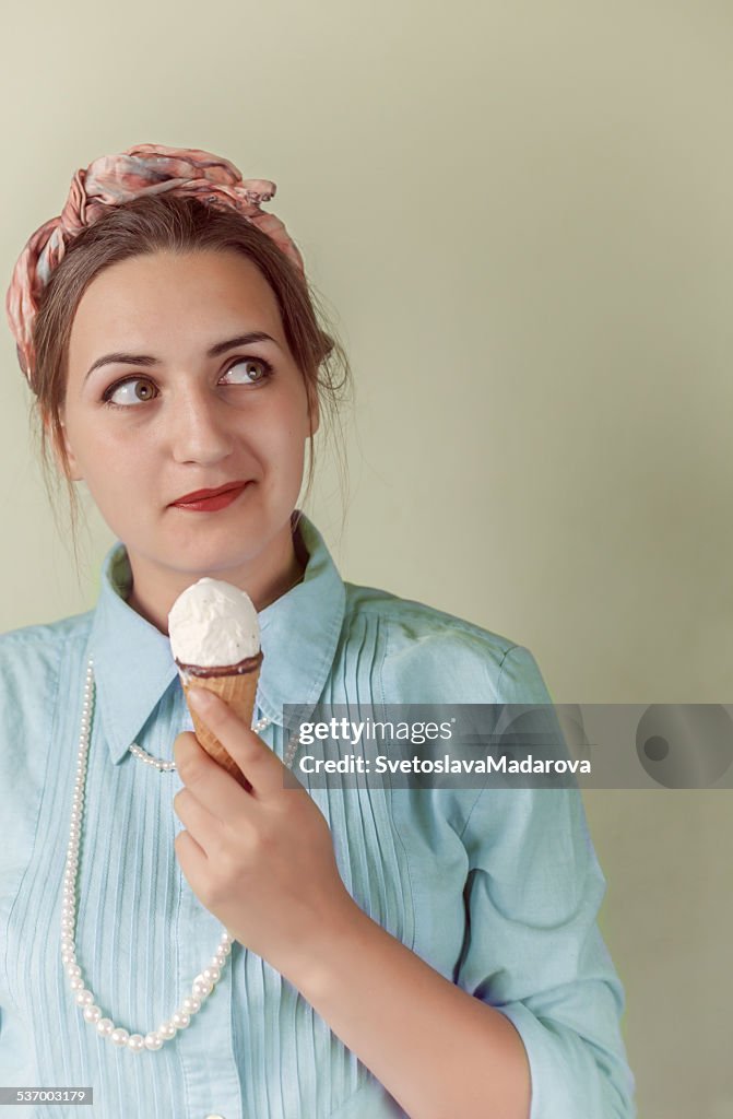 Girl (16-17) eating ice-cream