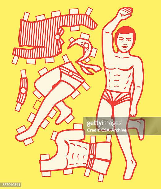 paper doll super hero - paper doll clothes stock illustrations