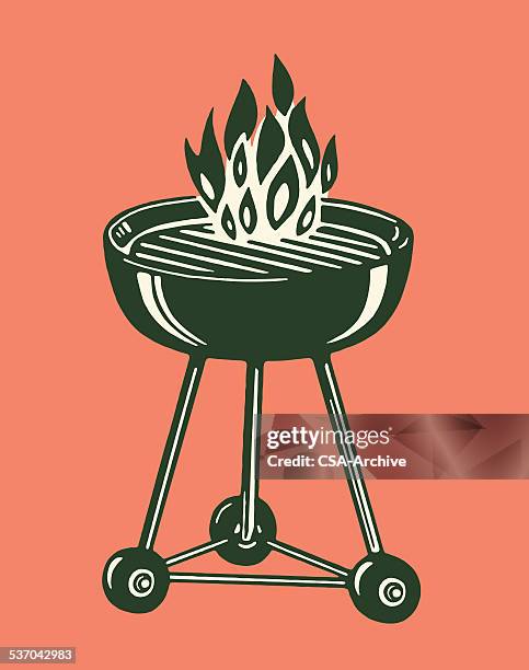 stockillustraties, clipart, cartoons en iconen met charcoal grill - grotschilderingen