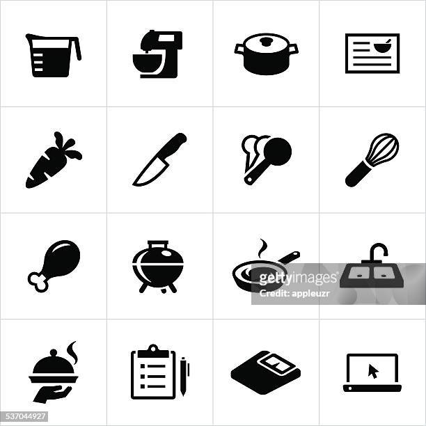 ilustraciones, imágenes clip art, dibujos animados e iconos de stock de iconos de preparación de alimentos - recetas