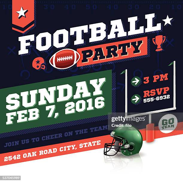 stockillustraties, clipart, cartoons en iconen met football party invitation concept - 2016