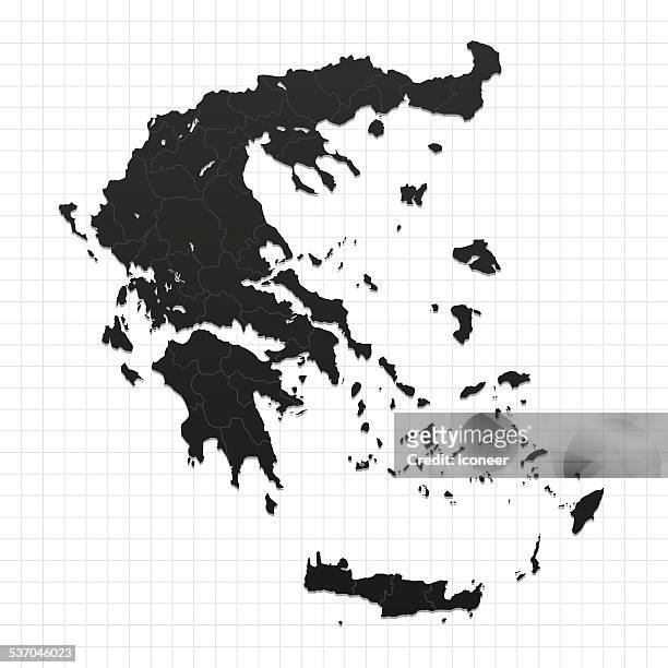 stockillustraties, clipart, cartoons en iconen met greece map on grid background with markers - greek islands