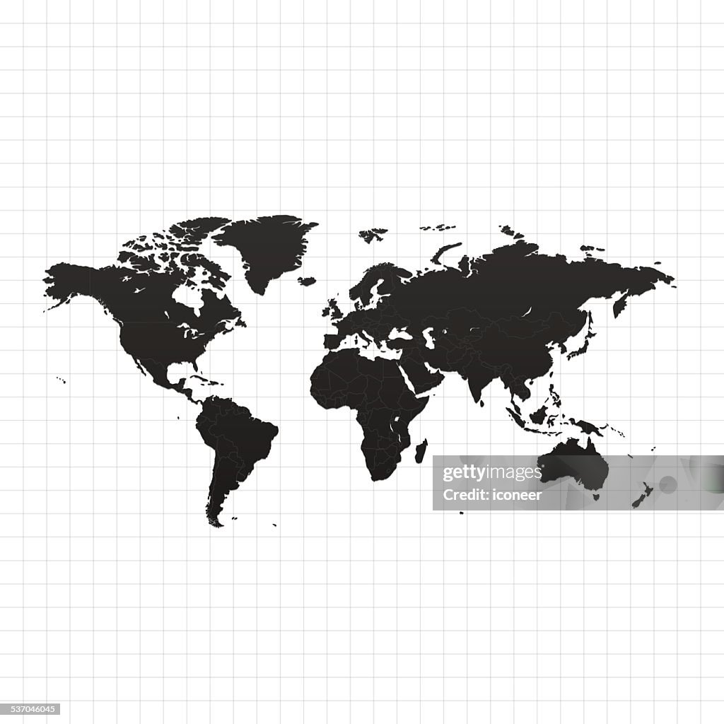 World map on white background with grid