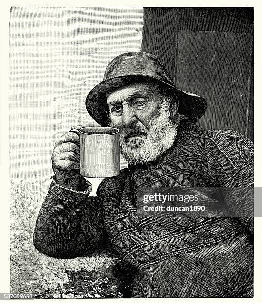 19th century fisherman - jumper stock illustrations