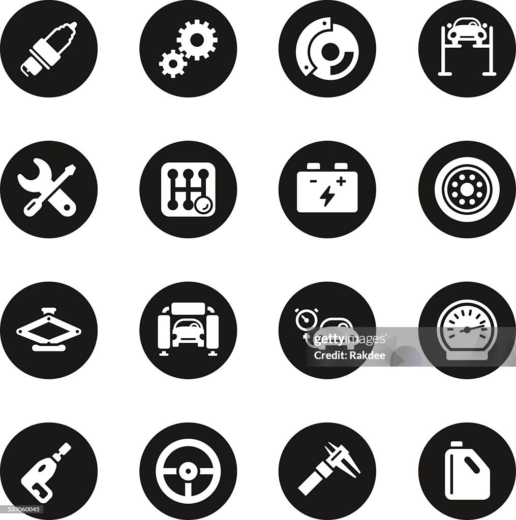 Auto Service Icons - Black Circle Series