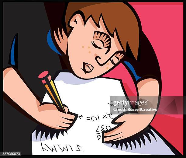 student doing math - boy writing stock illustrations
