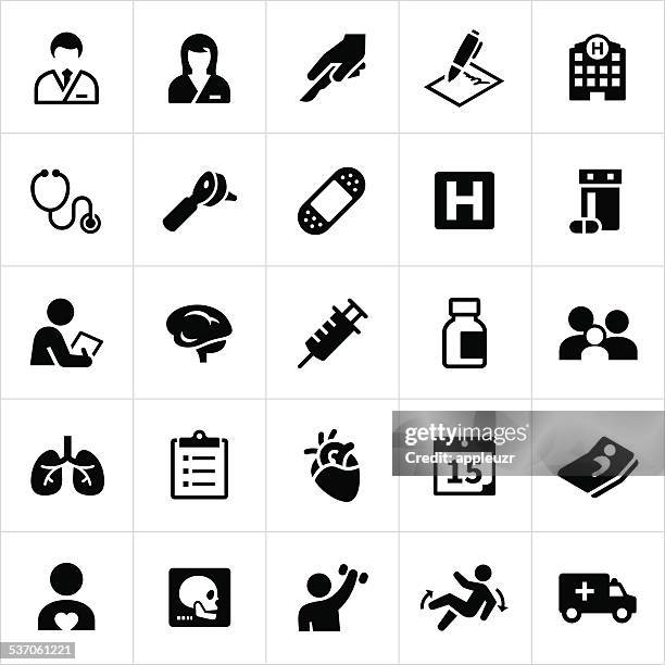 healthcare and medicine icons - needle injury stock illustrations