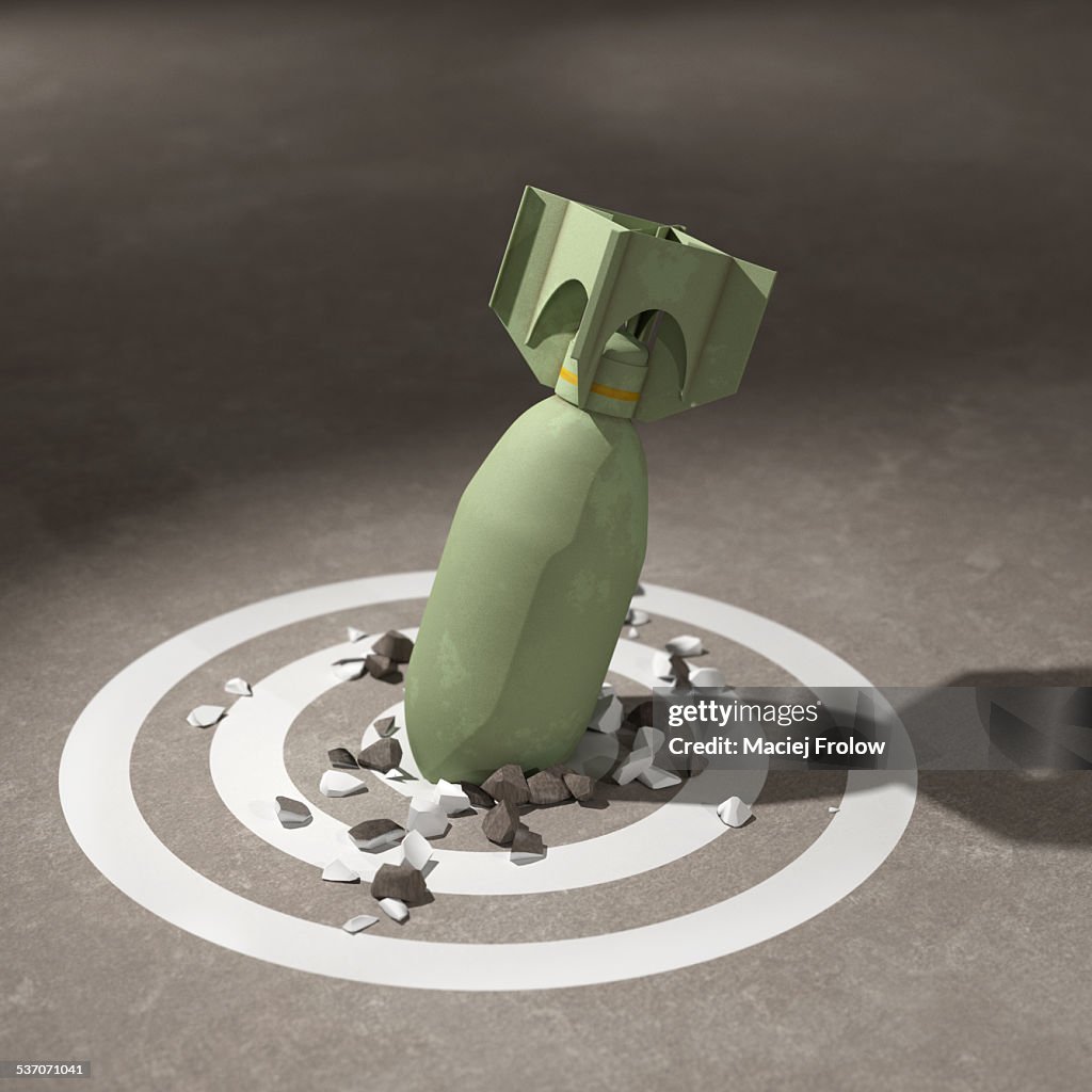 Bomb Damage Target Bomb Hitting Bullseye On Target High-Res Vector Graphic - Getty Images