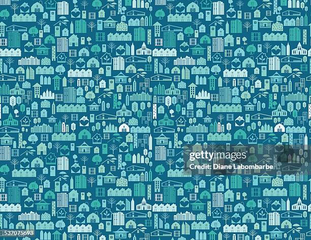 real estate houses background pattern - housing development stock illustrations