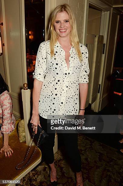Lara Stone attends the launch of the Kate Moss For Equipment x NET-A-PORTER collection at The Chiltern Firehouse on June 1, 2016 in London, England.