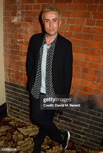 Nick Grimshaw attends the launch of the Kate Moss For Equipment x NET-A-PORTER collection at The Chiltern Firehouse on June 1, 2016 in London,...