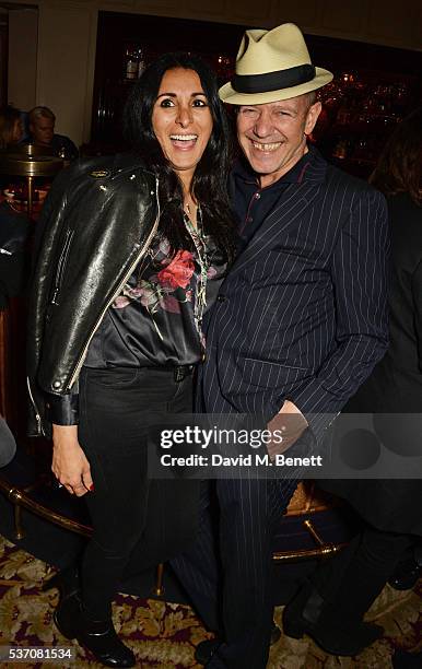 Serena Rees and Paul Simonon attend the launch of the Kate Moss For Equipment x NET-A-PORTER collection at The Chiltern Firehouse on June 1, 2016 in...