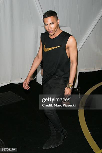 Designer Olivier Rousteing attends NikeLab X Olivier Rousteing Football Nouveau Collection Launch Party at Cite Universitaire on June 1, 2016 in...