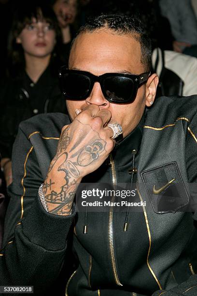 Singer Chris Brown attends NikeLab X Olivier Rousteing Football Nouveau Collection Launch Party at Cite Universitaire on June 1, 2016 in Paris,...