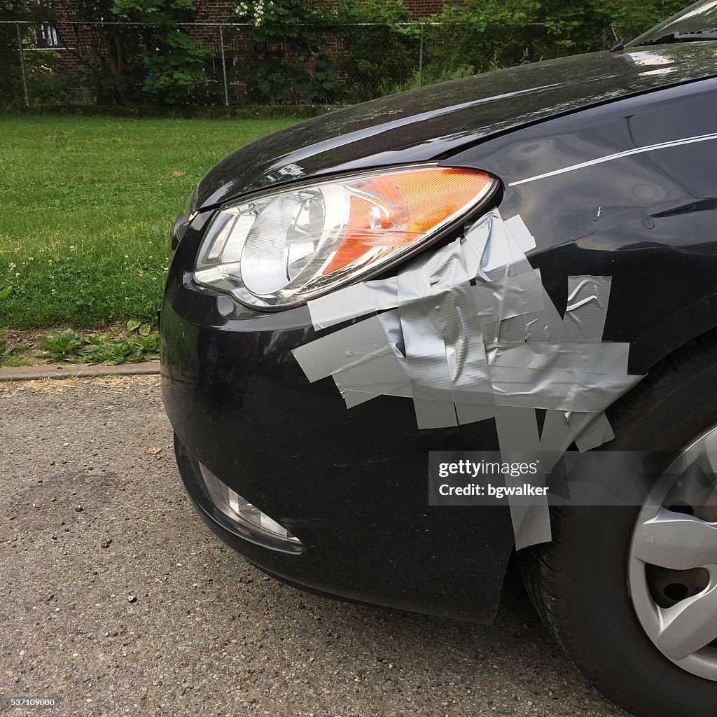 Damaged Hyundai with Duct Tape