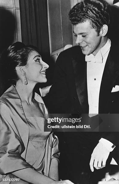 Maria Callas , Sängerin, Opernsängerin, Sopran, USA / Griechenland, mit Van Cliburn in Philadelphia, - Januar 1959