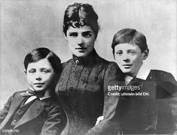 Churchill, Winston, , Politiker, GB, Premierminister 1940-1945, als Zehnjähriger mit seiner Mutter und seinem Bruder John , - 1884