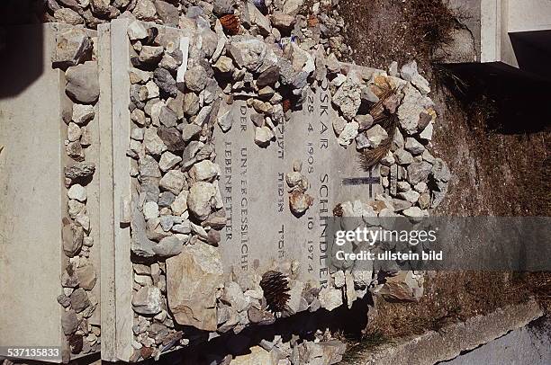 Das Grab von Oskar Schindler auf dem, Zions - Berg in Jerusalem, - 00.02.1996