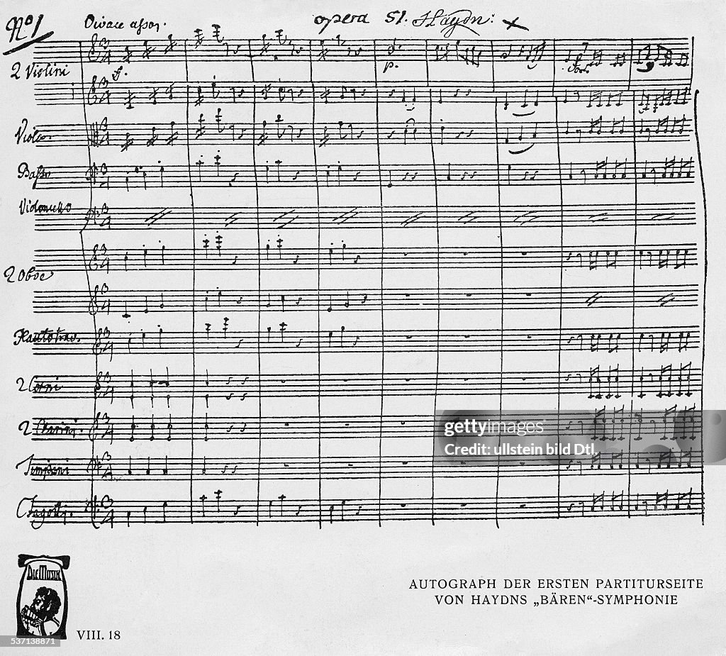 Haydn, Joseph - Komponist, Faksimile einer Partitur