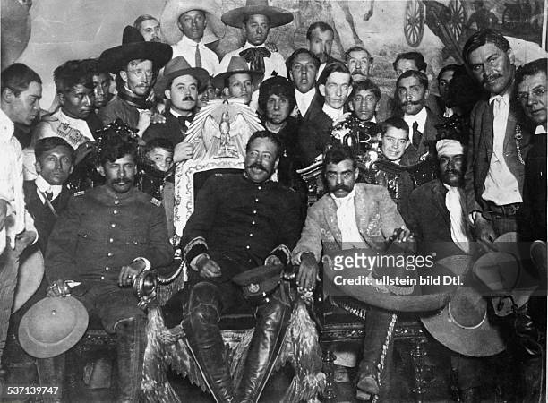 Mexico Revolution 1911-29 Emiliano Zapata Revolutionary; Mexico After taking Mexico City: Zapata , left next to him on the president's chair...