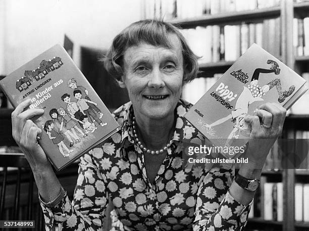 Astrid Lindgren , Schriftstellerin, Kinderbuchautorin, Schweden, - mit ihren Büchern `Die Kinder aus, Bullerbü' , und `Pippi Langstrumpf' , - 1972