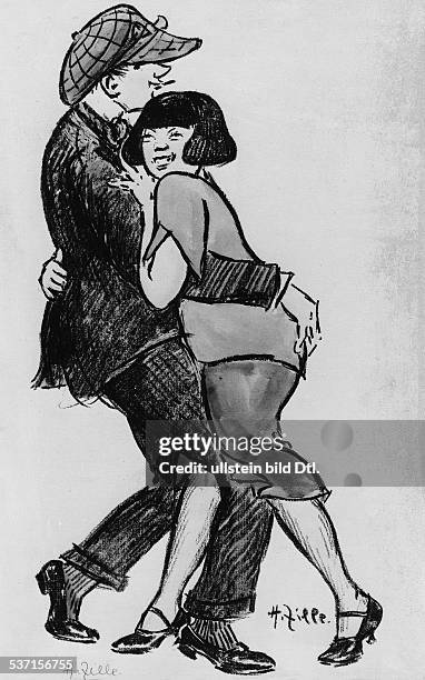 Heinrich Zille, painter, Germany - artwork: dancing couple - 1925